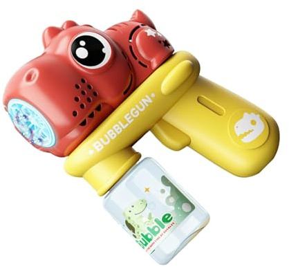 Automatisk Bubbelstav,Elektrisk lysande skummaskin,Läckagesäker Dinosauriedesign Handhållen Bubbelblåsare - för Utomhus Nattfest Bakgård Födelsedag Gräsmatta Pool Åldrar 3-8 Barn Flickor Vuxna Ungdom