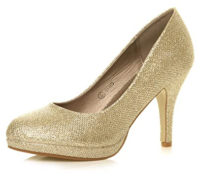 AJVANI Womens Ladies mid high Heel Platform Party Work Evening Party Prom Wedding Bridal Court Shoes Pumps Size.