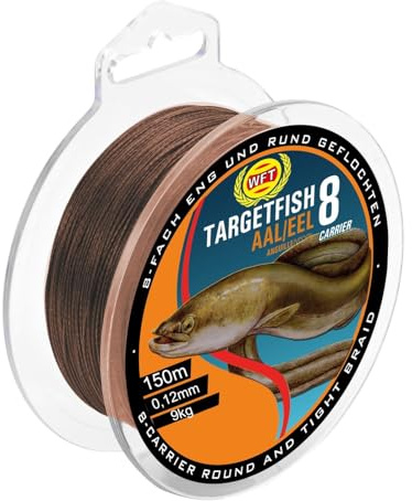 WFT TF8 Aal Brown 160m 0,12mm 9kg - Angelschnur zum Aalangeln, Aalschnur, geflochtene Schnur für Aale