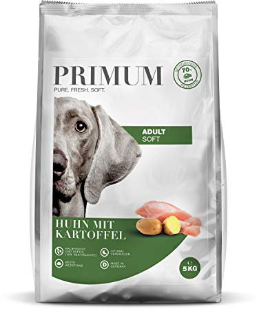 Primum - Soft Huhn mit Kartoffel - 5 kg - Halbfeuchtes Hundefutter - Getreidefreies Trockenfutter - Hoher Fleischanteil - Optimal verdaulich