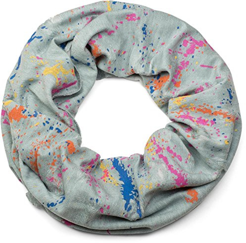 styleBREAKER Loop Schal mit Splat Style Farbklecks Muster im Destroyed Used Look, Schlauchschal, Tuch, Unisex 01017050, Farbe:Mint