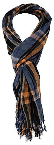 TigerTie gecrashter Designer Schal in orange blau schwarz grau silber beige braun gemustert Gr. 180 x 50 cm