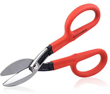 SPEEDWOX Tinner's Snip Straight Pattern 11 Inches Flat Blade Tin Snip with Comfort Grip Heavy Duty Professional Tin Cutting Shears