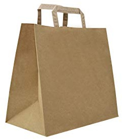 Kort Dozio S.r.l.- Kraft Shopper med rambotten, Havanna-färg, platt handtag, f.to cm 32+22x34, cf 50 st