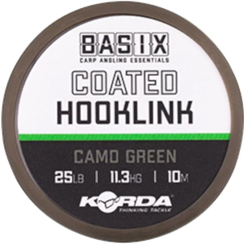 Korda Karpfenvorfach zum Binden von Karpfenmontagen Camo Green Basix Coated Hooklink
