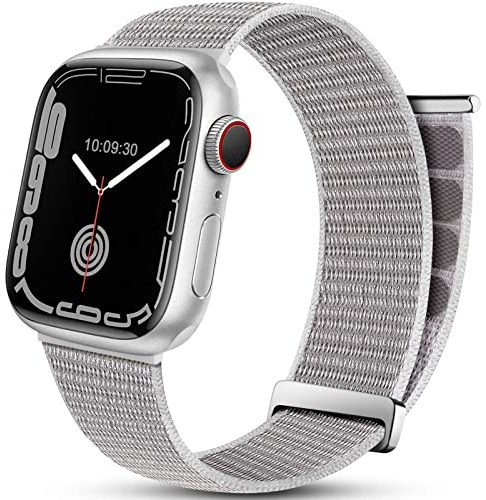 Mastten Sportloop-armband kompatibla med Apple iWatcharmband 41 mm 40 mm 38 mm, andningsbar nylon män kvinnor armband, justerbart elastiskt flätat ersättningsband för iWatch Series SE 7 6 5 4 3 2 1, grå