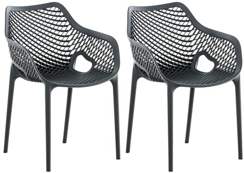CLP XL-Bistrostühle Air I Stapelstühle Air Aus Kunststoff Mit 44 cm Sitzhöhe I Outdoor-Stühle Mit Wabenmuster, Farbe:dunkelgrau