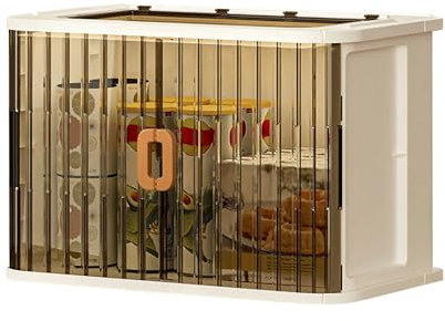 Ergocar Foldable Plastic Storage Boxes, Shutter Doors Storage Boxes with Lid, Durable Stackable Organiser, Grocery Storage, for Kitchen, Bedroom, Wardrobe, Office