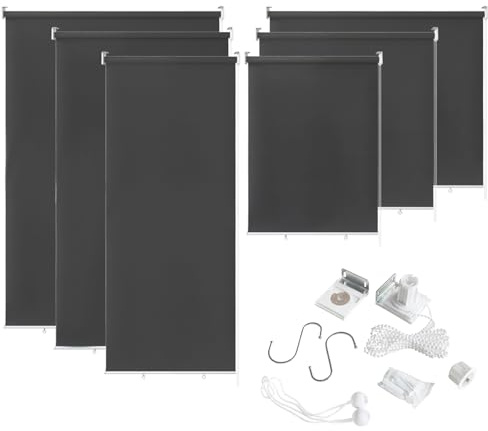 YUENFONG Senkrechtmarkise Außenrollo Vertikalmarkise Rollo Balkonrollo Sichtschutz Sonnenschutz für Außen, Balkon, Garten, 180 x 140 cm, Anthrazit