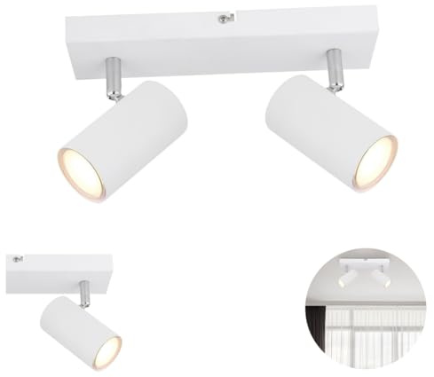 Lichthandel Hoch Deckenleuchte 2-Flammig, Deckenstrahler LED Schwenkbar GU10 Spotbalken Deckenlampe Spot weiß Modern Strahler Deckenspot Küche Schlafzimmer Wohnzimmer (2er Spot Weiß)