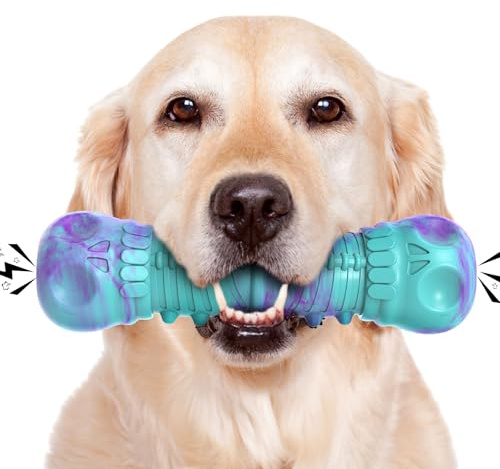 HETOO Hundespielzeug, unzerstörbar, robust, Kauspielzeug für Welpen, Zahnbürste, Naturkautschuk, quietschendes Spielzeug für kleine, mittelgroße und große Rassen