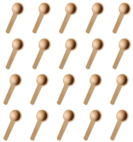 Lot de 20 mini cuillères en bois, cuillères doseuses à thé, petites cuillères à sauce, cuillères mélangeuses, cuillères en bois personnalisées, ensemble de cuillères de cuisine en bois, convient pour