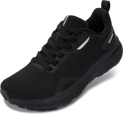 BRONAX Wide Toe Box Tennis Breathable Shoes for Women Lace up Mesh Athletic Size 9w Comfortable Female Road Running Ladies Sneakers Swollen Pregnant All Black 40