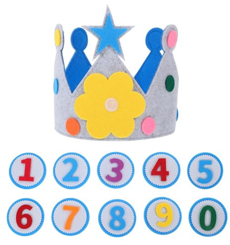ifundom 1satz Felt Birthday Für Junge Mädchen Mit Austauschbaren Zahlen Wiederverwendbare Geburtstagskrone Für Jungen Und Mädchen Leicht Und Anpassbar Für Unvergessliche Feiern