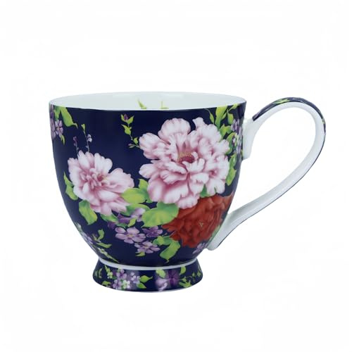 Mailandy Tazze da caffè carine da 473 ml per le donne tazze carine in porcellana Bone China Flora tazza da caffè tazze da tè per le donne regali di compleanno regali di Natale