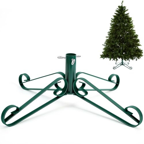 Foilswirl Support de sapin de Noël pour faux sapin artificiel de 1,2 à 2,4 m - Base de sapin de Noël réglable en fer avec vis moletée - Décoration de fête pour intérieur ou extérieur - Convient aux