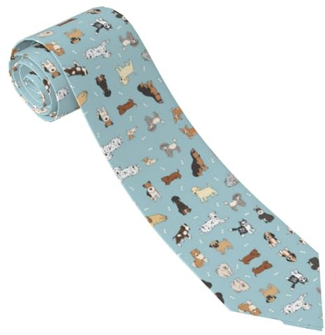 ESNAIUVCD Herren-Krawatte mit Hunde-Aufdruck, bedruckte Krawatte, formelle Party, Hochzeit, Geschenk, Krawatten für Männer, Schwarz , Einheitsgröße