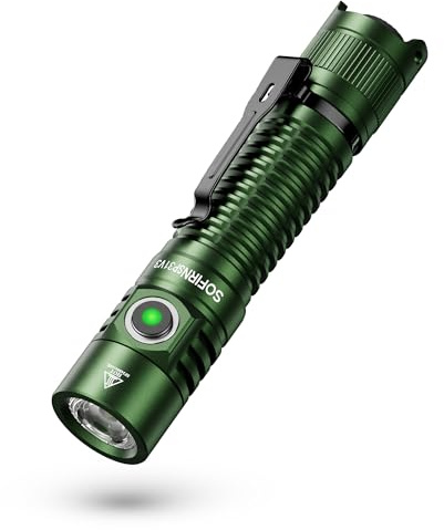 Sofirn SP31 V3.0 Taktische Taschenlampe, 1200LM, Taschenlampe Led Aufladbar mit Frequenzumwandlungs-Blitz, 5000K, USB-C und IPX8, Led Taschenlampe für Tragbares Reise und Einsteigermodell (Grün)