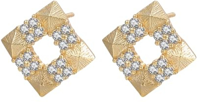 Flytande ädelsten, stiftörhängen, kubisk zirkonia, stiftörhängen, diamantörhängen, fyrkantiga strassörhängen, 18K guldpläterade stiftörhängen, present till kvinnor damer henne på årsdagen, En storlek,