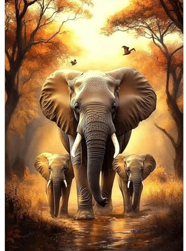 MXJSUA Diamant Painting Erwachsene, Elefant Tier Diamond Painting Set für Erwachsene, Mosaikherstellung, Wohnzimmer, Heimdekoration, Weihnachtsgeschenke 30x40cm
