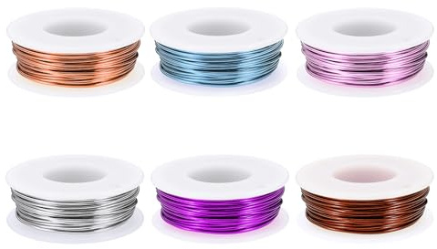 PATIKIL 18 Gauge 1 mm Filo Di Alluminio Per Artigianato, 49.2 ft Filo Metallico 6 Rotoli Filo Modellabile Per Creazione Avvolgimento, Rosa Oro/Viola/Blu Acciaio/Argento/Bronzo/Rosa Chiaro