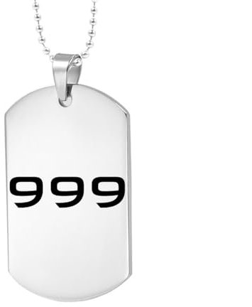 HIJONES Engel Nummer Halskette für Damen Herren 999 Edelstahl Geschichtet Dog Tag Personalisierte Athlet Nummer Halskette Numerologie Kette Schmuck Silber