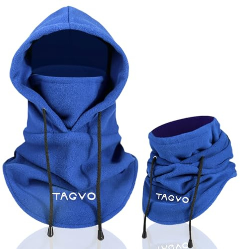 TAGVO Winter Thermal Fleece Balaclavas, Soft & Warm Adjustable Hood Hat Skiing Face Cover Face Mask Neck Warmer Snood Neck Gaiter for Running Skiing Cycling Motorbikes Hiking- Men & Women