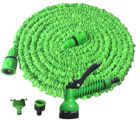 Lot de 25 bobines de tuyau d'arrosage flexibles et extensibles avec 7 modes de pulvérisation, pistolet à eau, idéal pour le lavage de voiture et l'irrigation du jardin pour espaces verts (37,5 m)
