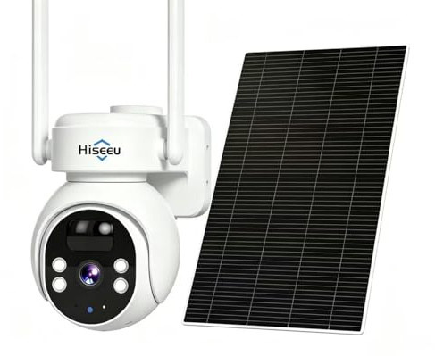Hiseeu 3G/4G LTE Caméra Surveillance Solaire Extérieure sans Fil avec 64GB Carte SIM, 2K Super HD Pas de WiFi 100% sans Fil Caméra Extérieure, Vision Nocturne Couleur, Détection de Mouvement PIR IP66