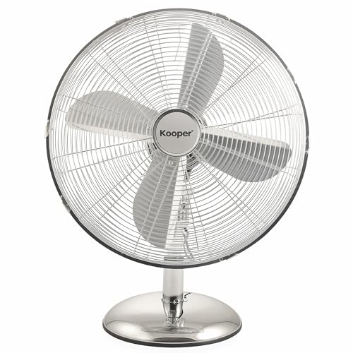 Kooper Ventilatore da tavolo 4 pale, in acciaio, 3 velocità con oscillazione, 50 W silver