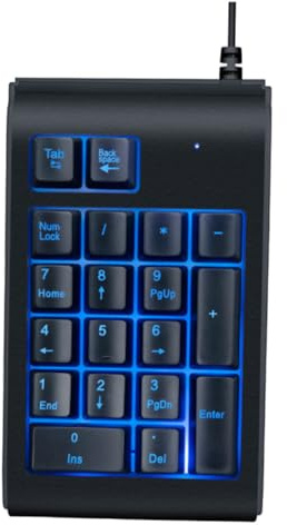 OSALADI Mini Clavier Numérique USB Rétroéclairé 3 Couleurs Mécanique pour Ordinateur Portable Bureau Portable Noir, Clavier Pratique Compact Filaire Éclairage LED, Pavé Numérique Gamer
