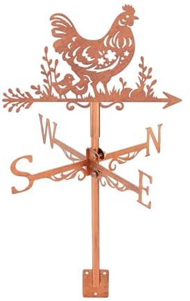 SUPERDANT Hen Chicken Weather Vane Rooster Cub Weathervanes Measuring Instrument Roof Installation Weathervane for Outdoor Garden Farm Backyard Gazebo Barn Art Decoration Red Copper