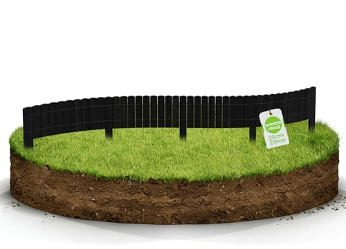 HENGMEI Clôture en bois flexible - Bordure de pelouse - Bordure de parterre - Clôture de jardin - Clôture décorative - Rouleau - Bordure de tonte - Bordure flexible - 200 cm de longueur (20 cm de