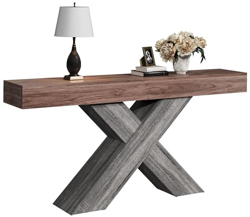 Mesa Consola de Tablero de Partículas, Recibidor, Nogal, 140x30x80 cm