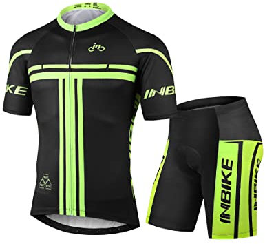 INBIKE Radtrikot Set Herren Damen Kurzarm Fahrradbekleidung Set MTB Sommer Radhose mit Sitzpolster Fahrradtrikot für Radfahren Rennrad 3XL