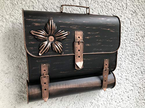 Wandbriefkasten Tasche Schulranzen Briefkasten Zaunbriefkasten mit Zeitungsrole Zeitungsfach aus rostfreiem Stahl verzinkt