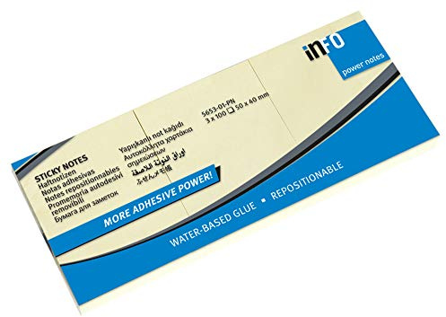 POWER Notes, extrastarke Haftkraft, gelbe Haftnotizen, 50 x 40mm, FSC-Siegel, 100 Blatt pro Block, 4x3 Blöcke pro Pack