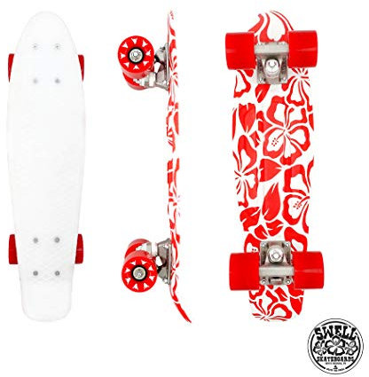 Swell Skateboards Aloha 22 Zoll Mini Cruiser für Jugendliche und Erwachsene - Rutschfestes Kunststoffdeck mit hochfesten Trucks, großen griffigen Rollen leisen Kugellagern Anfänger Profi Skaterboard