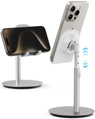 SAIJI Tablet-Ständer, Verstellbarer iPad-Ständer mit Stabiler Aluminiumlegierung, kompatibel mit iPad Pro, Air, mini, 10.5, 9.7, iPhone, Samsung Tab, Galaxy, Switch, Fire Tablets (4-11 Zoll) – Silber