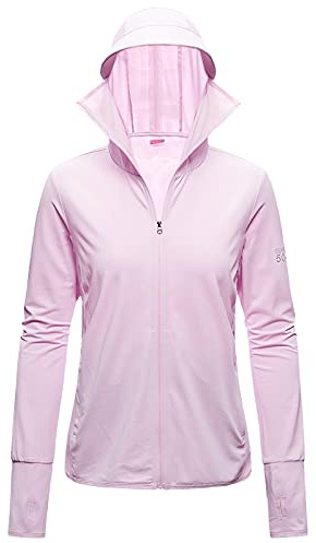 ANUFER Damen UPF50+ UV-Schutz Jacke Mit Kapuze Leicht Schnelltrocknend Draussen Aktivkleidung