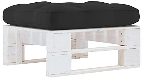 vidaXL Otomana de Palets de Jardín Cojín Asiento Taburete Silla Patio Terraza Balcón Exterior Acolchado Grueso Blanco Madera de Pino Impregnada