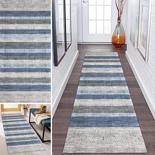 Tappeto Cucina Antiscivolo Passatoia Beige Blu Lavabile in Poliestere Runner Marocco Antimacchia interni Tappeti Runner per corridoio Geometria Soggiorno, Larghezza 60cm/ 70cm/ 80cm/ 90cm/100cm/ 120c