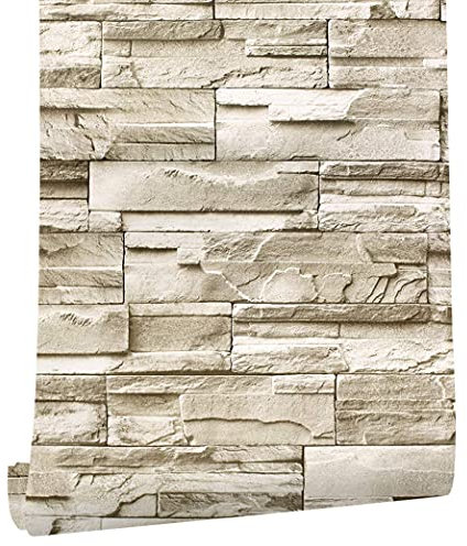 myforHD Carta da Parati Autoadesiva Mattone Vintage Decorativo Sfondo Adesivo Vinile Finta Pietra 44cmx600cm Mattoni Pellicola Adesiva Lavabile Paraschizzi Cucina Rimuovibile