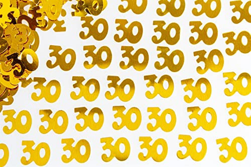 SHATCHI 28g Gold 30th Birthday Confetti Foil Metallic Glitz Table Scatter Sprinkles Age Bday Party Decorations, 12mm