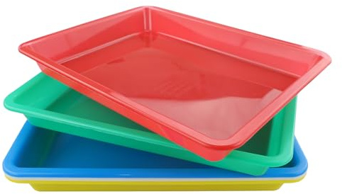 ZCYKJ 5 x Kunststoff-Tabletts, rutschfestes Serviertablett, mehrfarbig, Spieltablett, Kunst-Aktivitätstablett, Basteln, Organizer, Tablett für Schule, Zuhause, Kunst und Handwerk, Malerei, DIY-Projekt