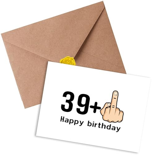 Sugeru Geburtstagskarte zum 40,Lustige Geburtstagskarten mit Umschlag | Nachhaltige Karte Glückwunschkarte für Frau,Mann | 39+1 Finger-Grußkarte | Personalisierte Geburtstag | Birthday Geschenke (40)