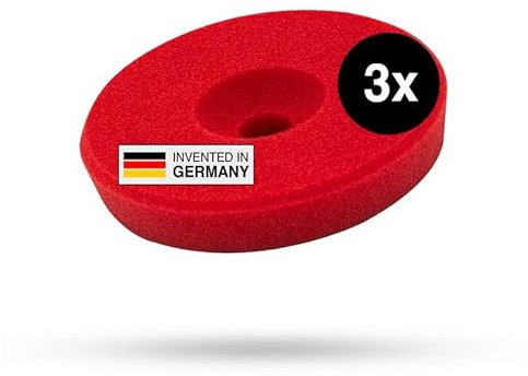 Liquid Elements – Centriforce V2 Polierpads 150mm – Polierschwamm mit speziell entwickelter Fräsung für optimierte Ergebnisse – Auto Polieraufsatz für Poliermaschinen (Rot | Heavy Cut | 3 Stück)
