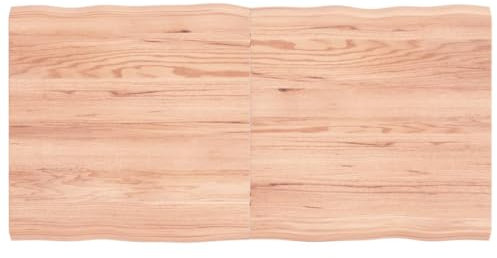 INLIFE Tablero de mesa 120 x 60 x 4 cm madera maciza de roble tratada borde de árbol, 13,85 kg, 363960