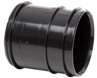 Duraplast UK™ Solvent Soil Waste 110mm Straight Connector | Black | Double Socket | for 4 Inch Waste Pipe | Glue for Permanent Seal | No Rubber or Pushfit | Underground or Above Ground Drain