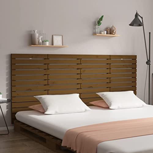 CKioict Betthaupt Wandkissen Bett Bettkopfteil Schlafzimmer Wand-Kopfteil Honigbraun 206x3x91,5 cm Massivholz KieferGeeignet für Schlafzimmer, Gästezimmer, Schlafsaal